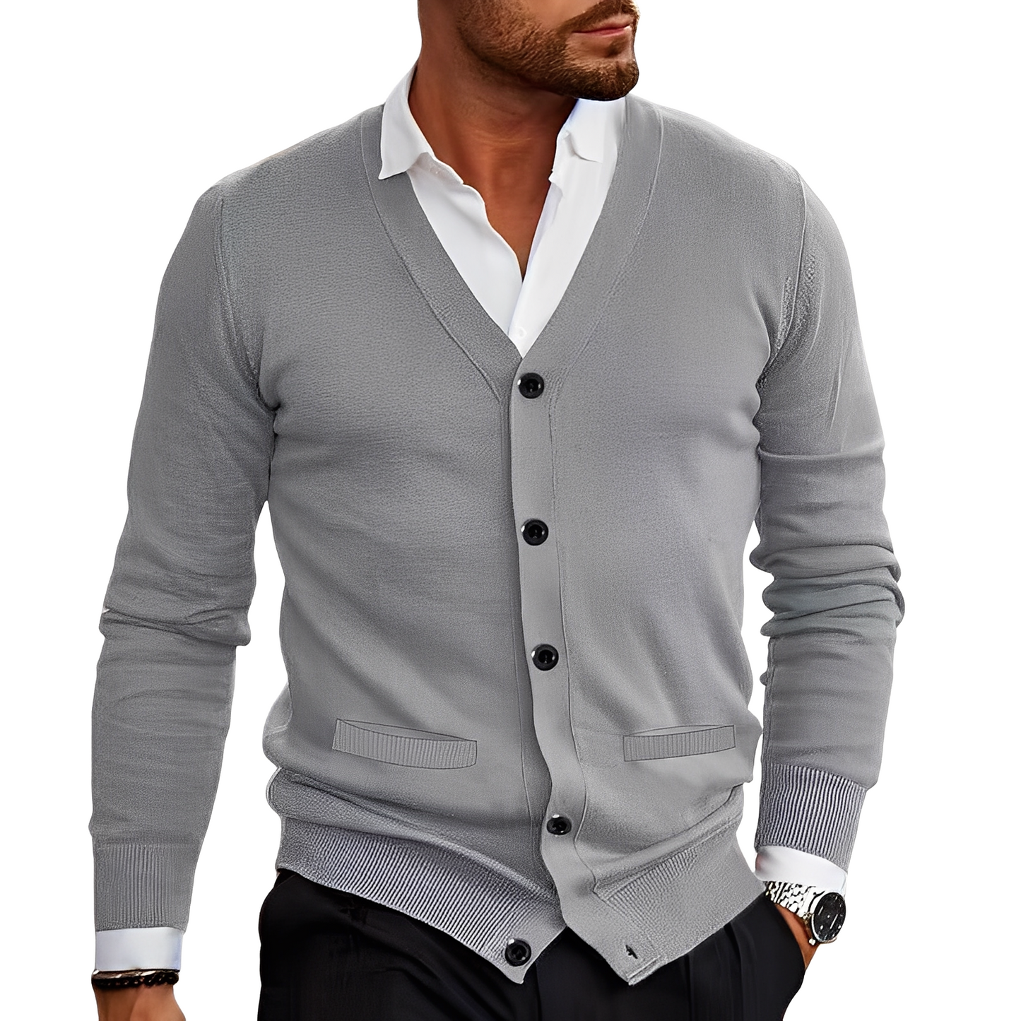 Bequemer Herren Cardigan Baumwolle Casual