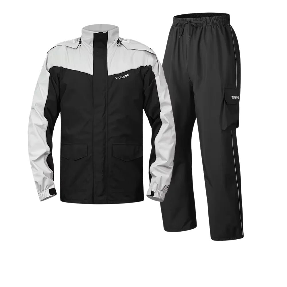 Men's Waterproof Motorcycle Rain Jacket Reflective Black