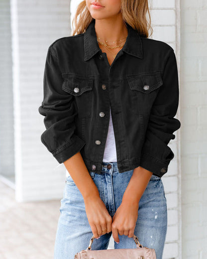 Fashionable Women's Denim Jacket With Pockets