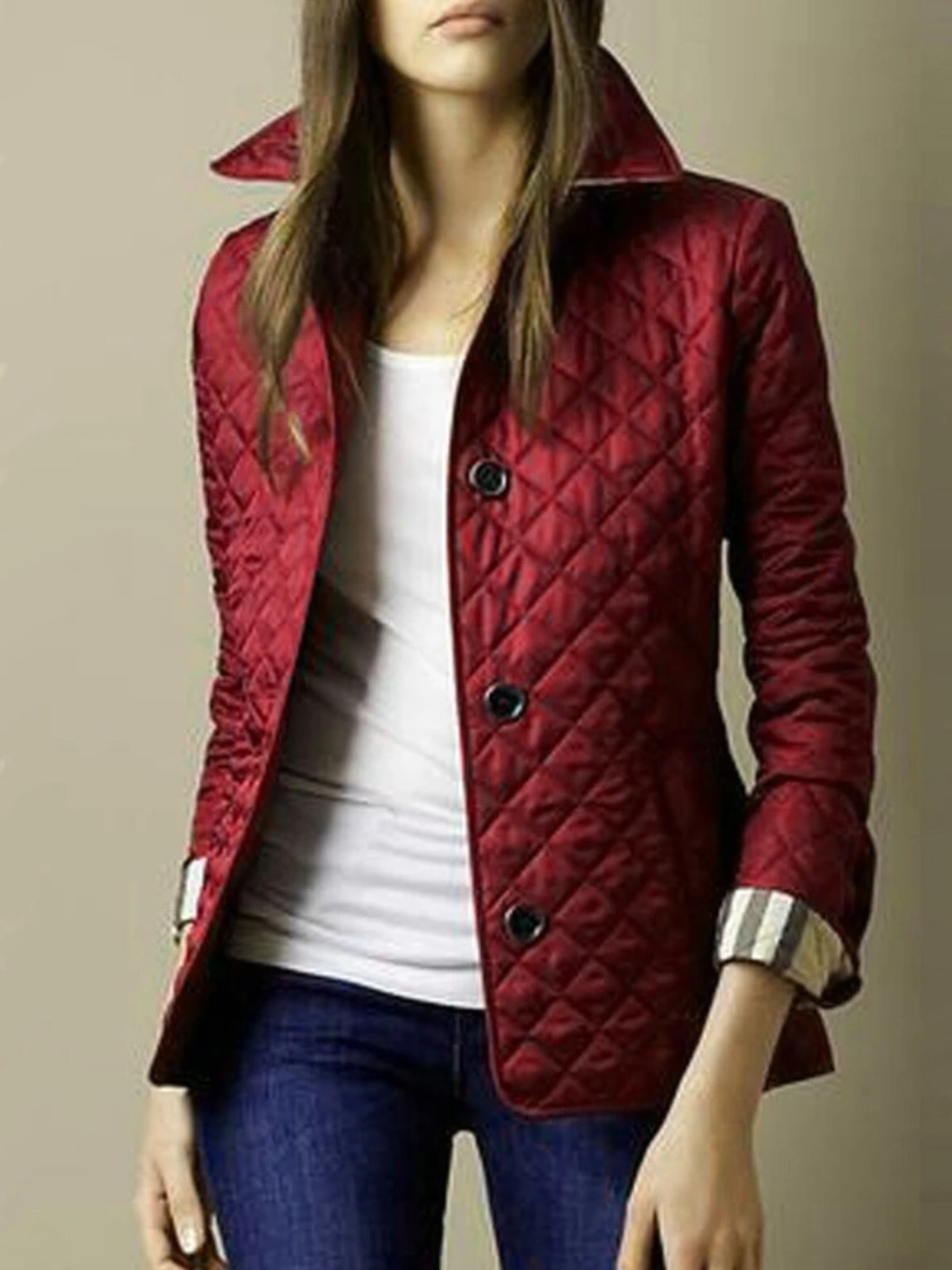 Women's Quilted Jacket Modern Lapel Collar