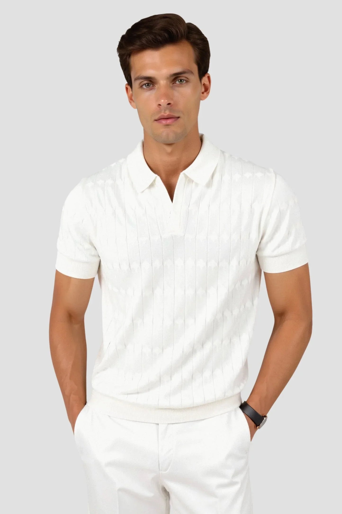 Herren Poloshirt Elegantes Weiß - IdealeKleiden