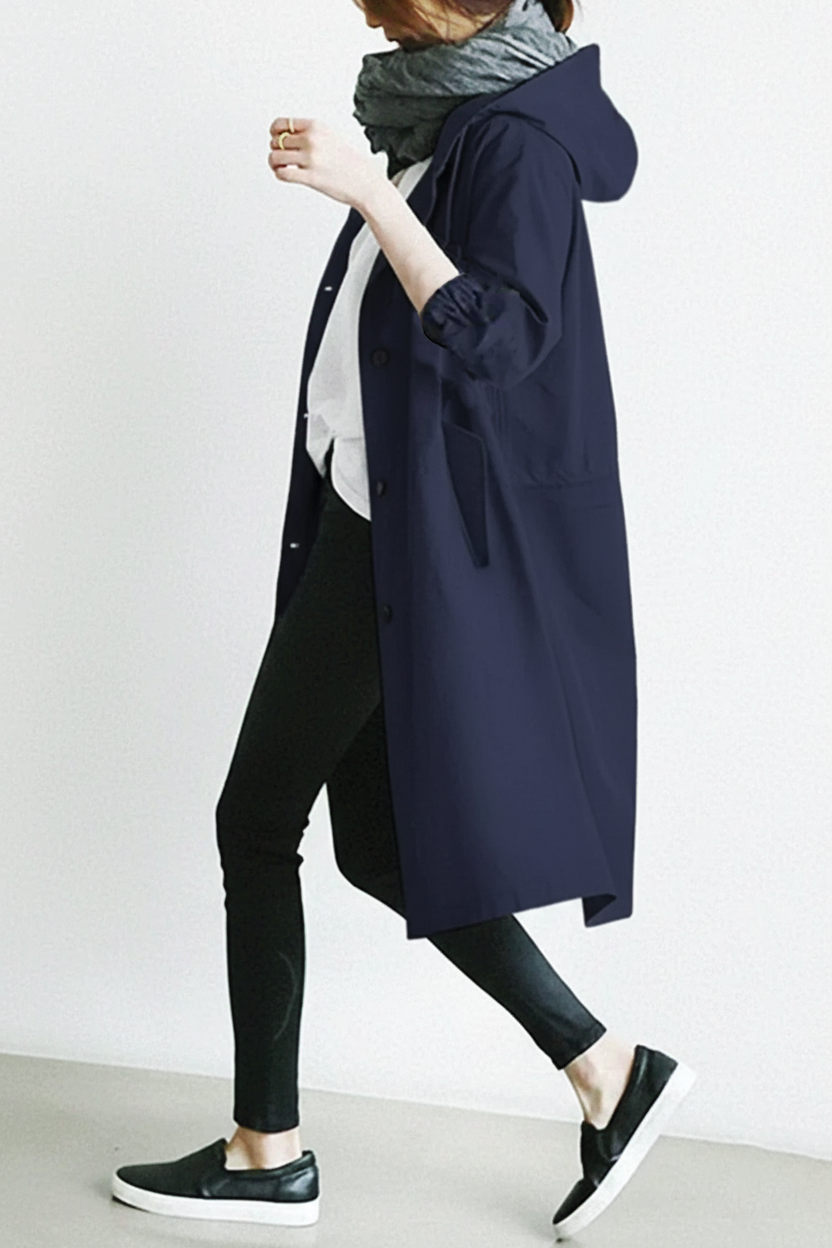 Stylish hooded trench coat