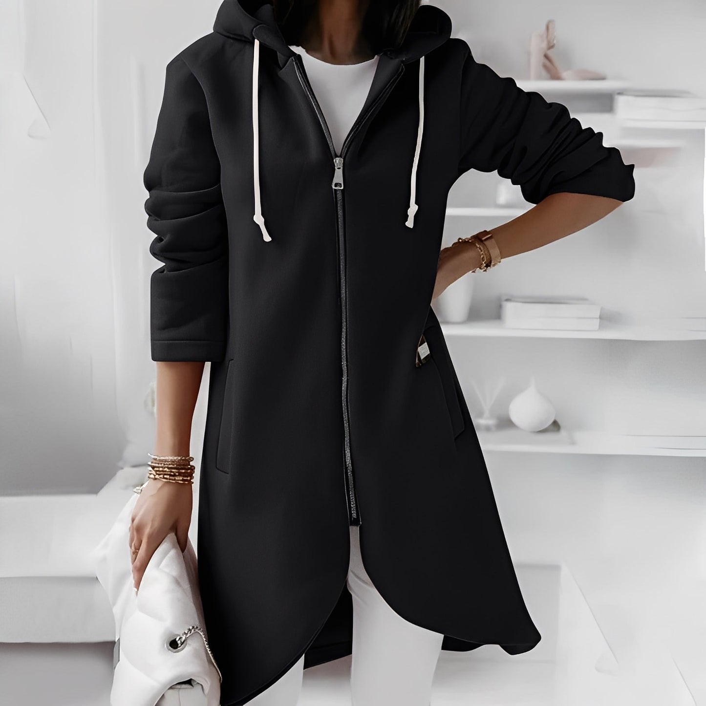 Women's Long Hooded Jacket Comfortable & Stylish