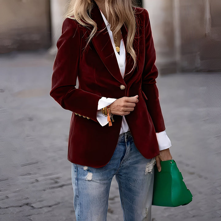 Elegant Velvet Blazer Women Slim