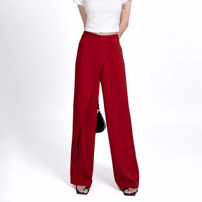 Wide Leg Asymmetric Luxury Design Women's Trousers