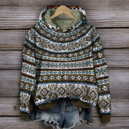 Hoodie Winter Warm Knitted Icelandic