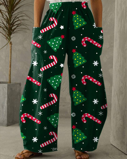 Weihnachtshose Freizeit Hose Mit Festlichem Druck - IdealeKleiden