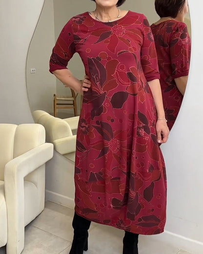 Summer Dress Floral Print Round Neck