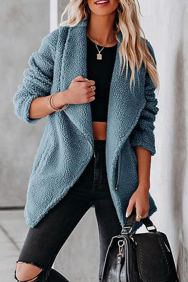 Casual Leather Jacket Zipper Pockets