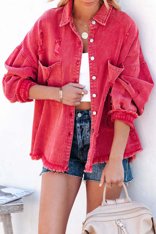 Fashion Lapel Jacket Ripped Jeans Long Sleeve