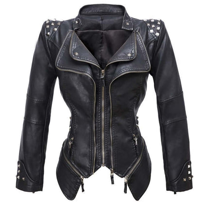 Damen Lederjacke Biker Style Enganliegend