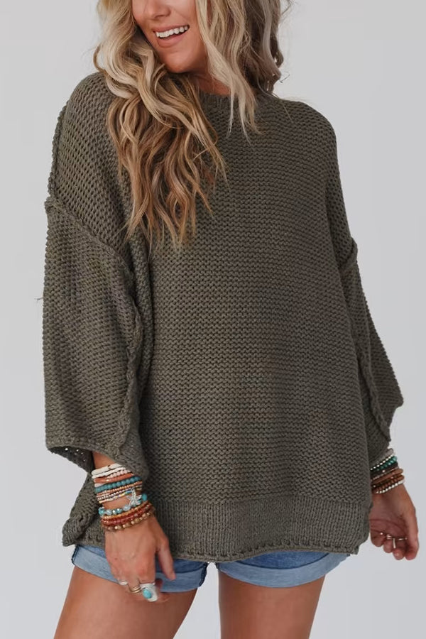 Comfortable Knit Crew Neck Sweater for Women