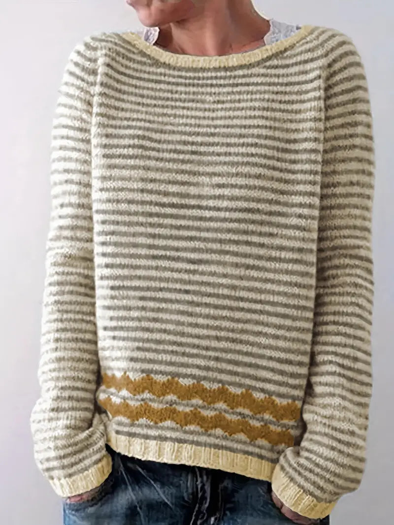 Kamel Pullover Streifen Optik