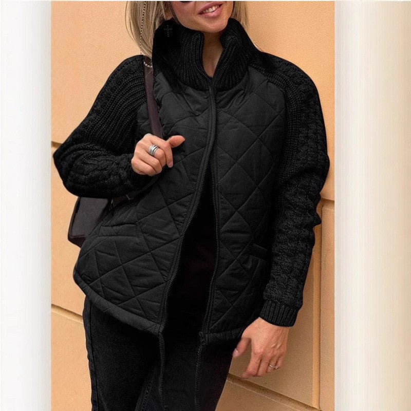 Soft Quilted Jacket Women Warm Knit