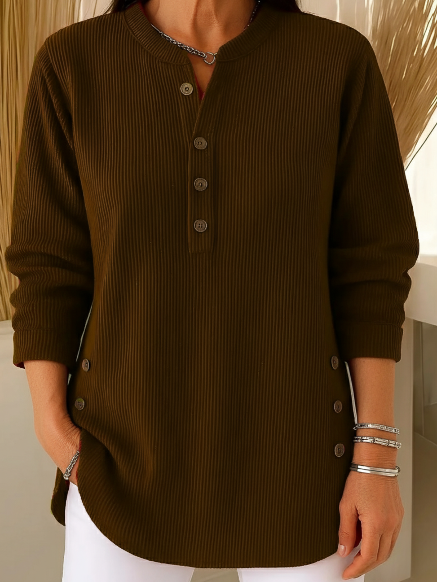 Stylischer Pullover Bequem Modern Knöpfe