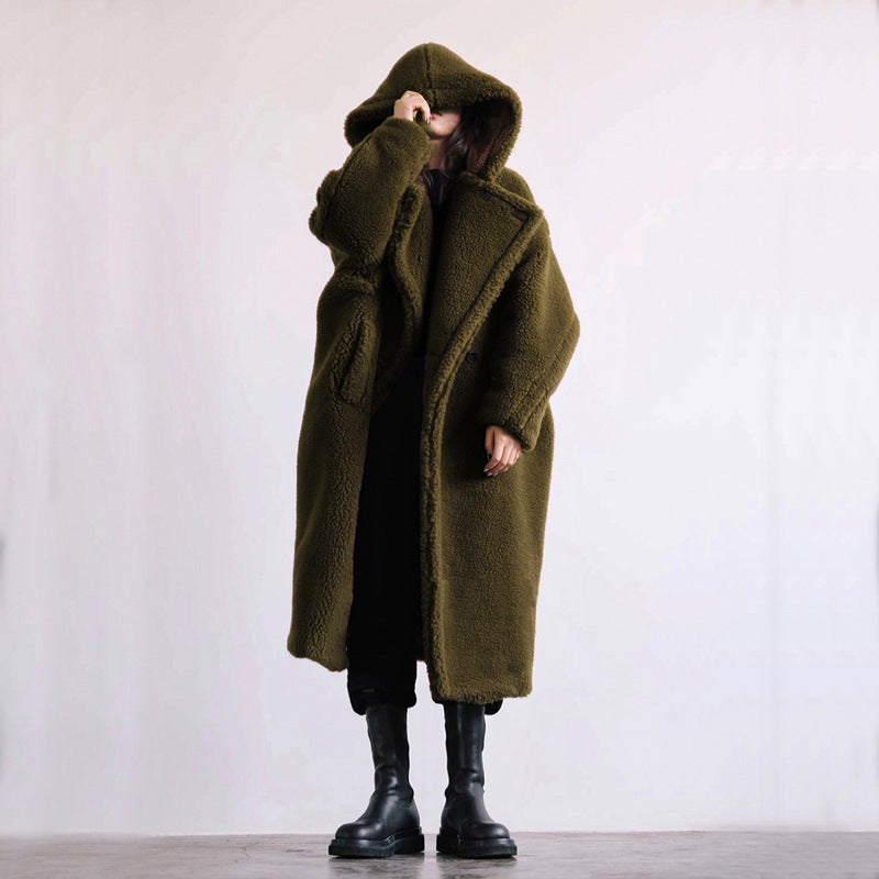 Women's Quilted Long Winter Dress with Buttons