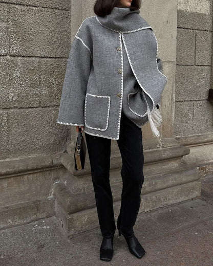 Classic Wool Coat Elegant Hepburn Style Women's Cape