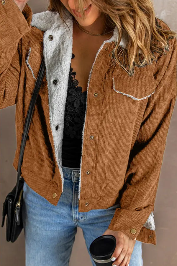 Men's Corduroy Jacket Lambswool Patchwork Elegant