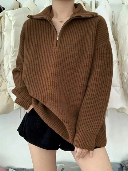Autumnal Warm Zip-Up Cardigan