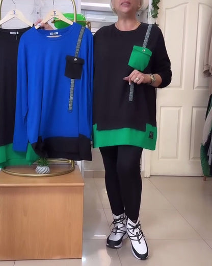 Stylish Round Neck Bag Color Contrast