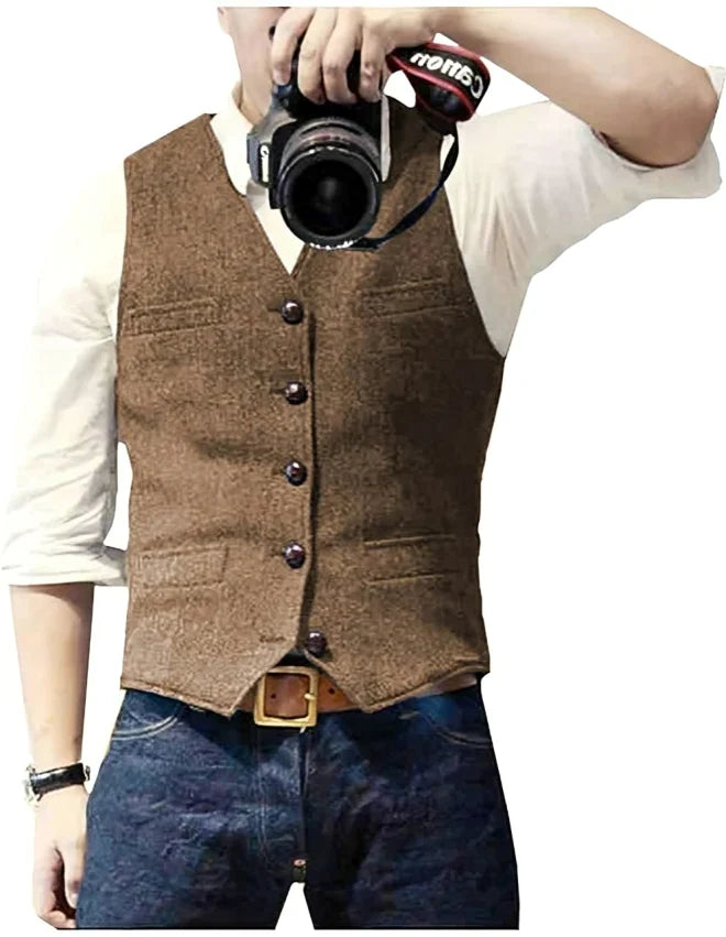 Men's Blazer Vest V-Neck Modern Slim