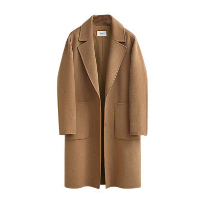 Langer Damen Wollmantel Elegent - IdealeKleiden