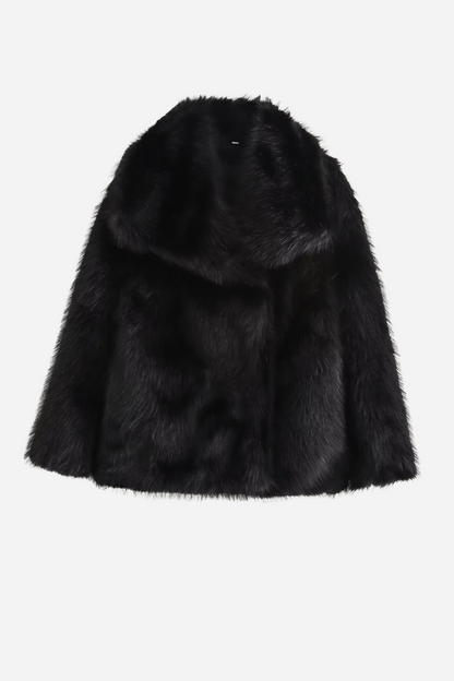 Chic Faux Fur Jacket Shawl Collar