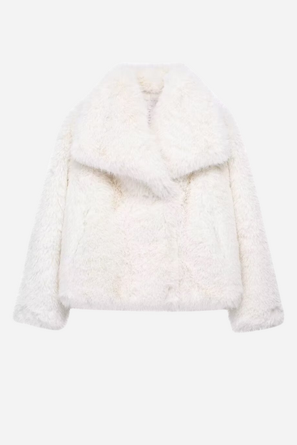 Chic Faux Fur Jacket Shawl Collar