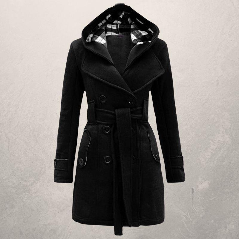 Classic Double-Breasted Trench Coat with Hood