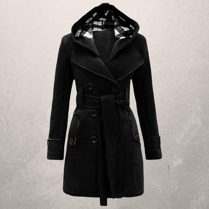 Classic Double-Breasted Trench Coat with Hood