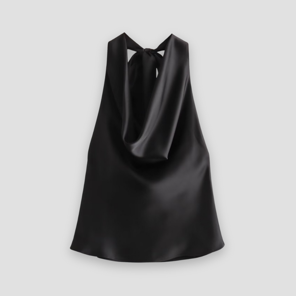 Silky Women's Top with Neck Tie