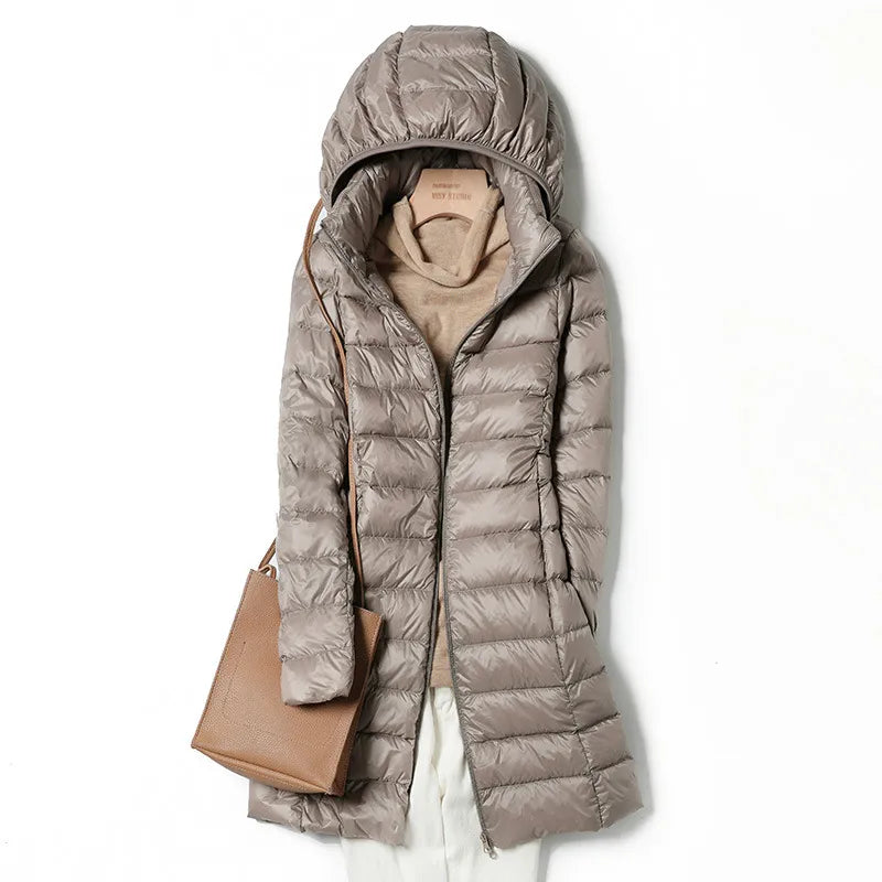 Damen Daunenmantel Warm Pelz-Kragen Winter - IdealeKleiden