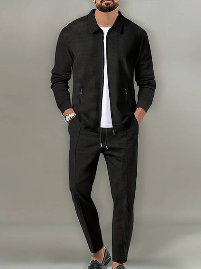 Tracksuit waffle design two-piece sporty