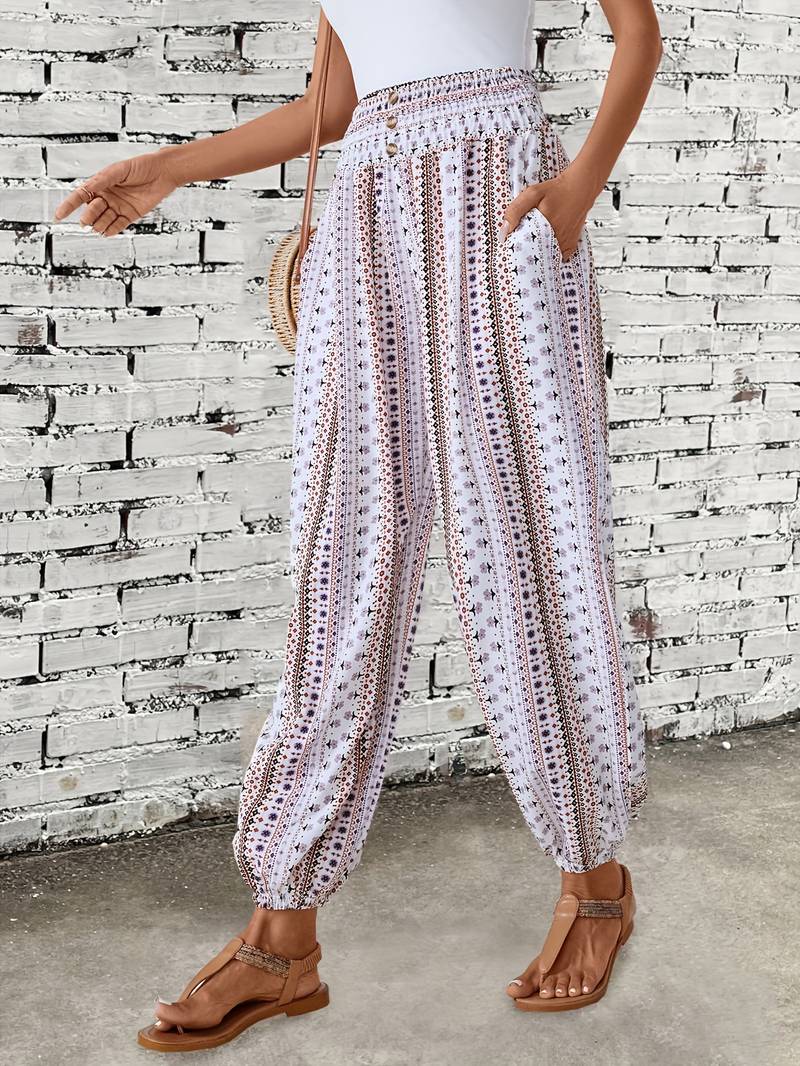 Colorful women's pants with trendy print