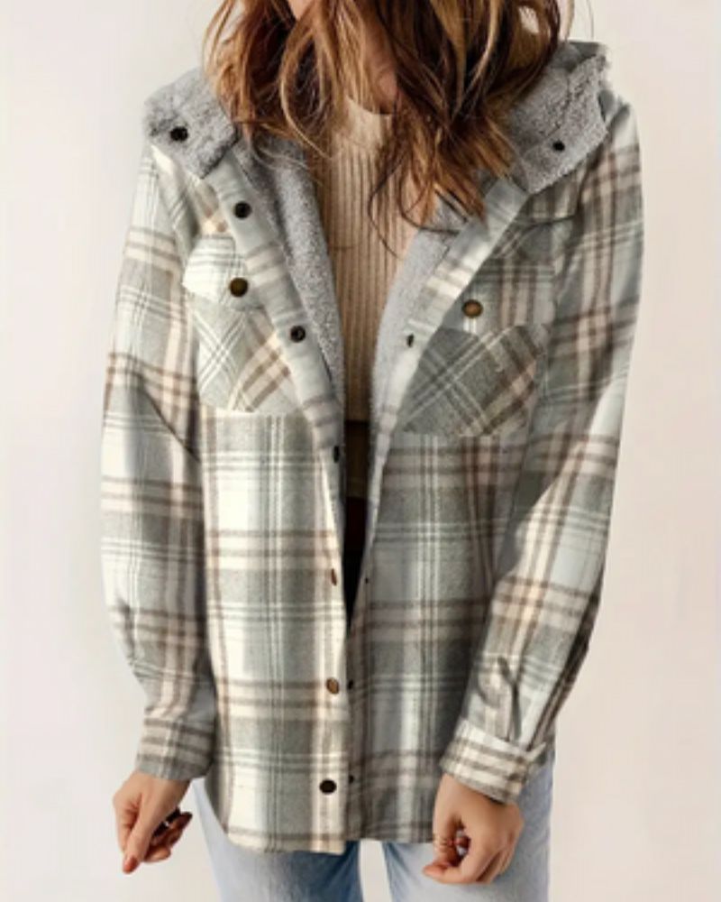 Men's Plaid Sports Jacket with Hood