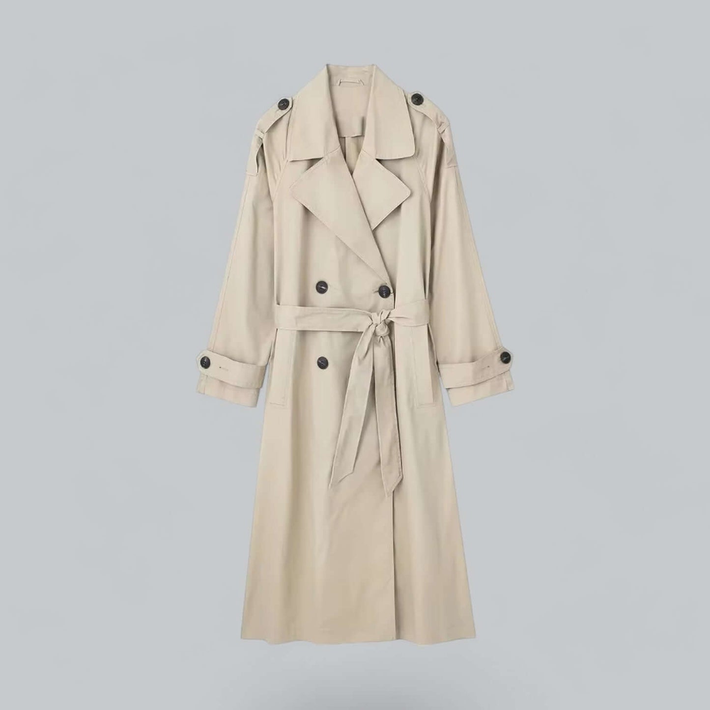Stylish women's trench coat double lining belt