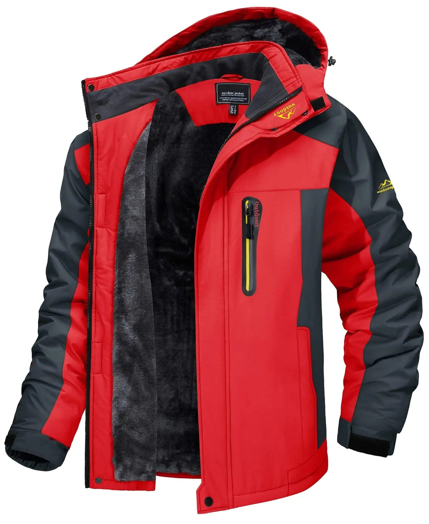 Waterproof outdoor jacket with fleece lining