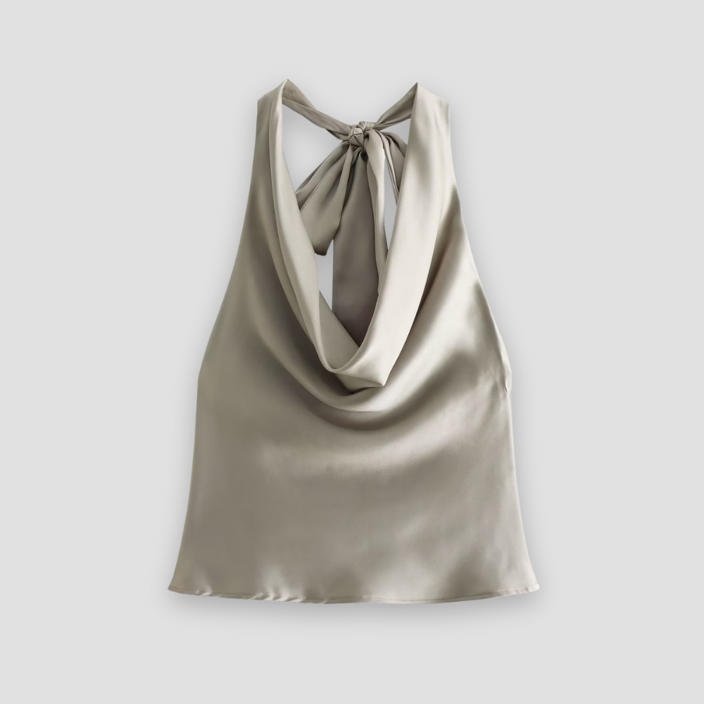 Silky Women's Top with Neck Tie