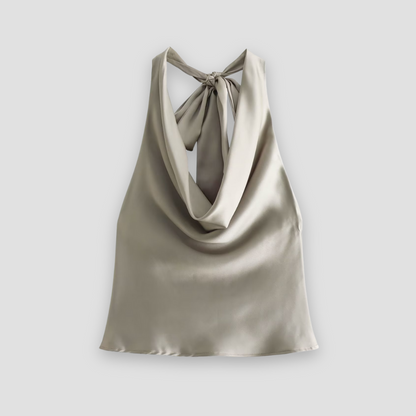 Silky Women's Top with Neck Tie