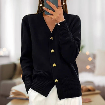 Women's Cardigan Heart Buttons Elegance