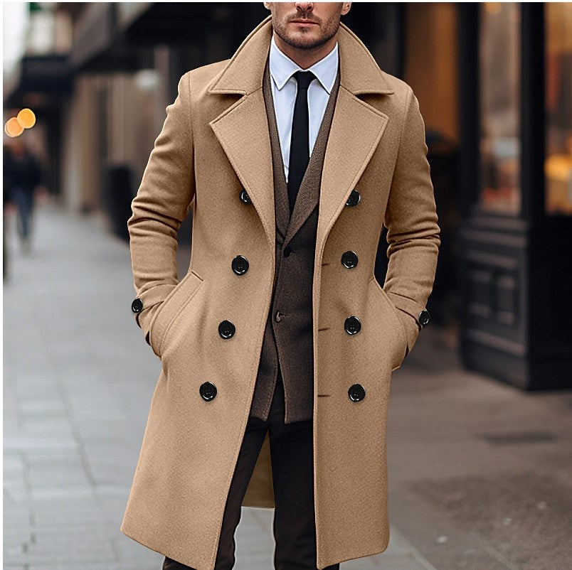 Men's Double-Breasted Long Winter Coat