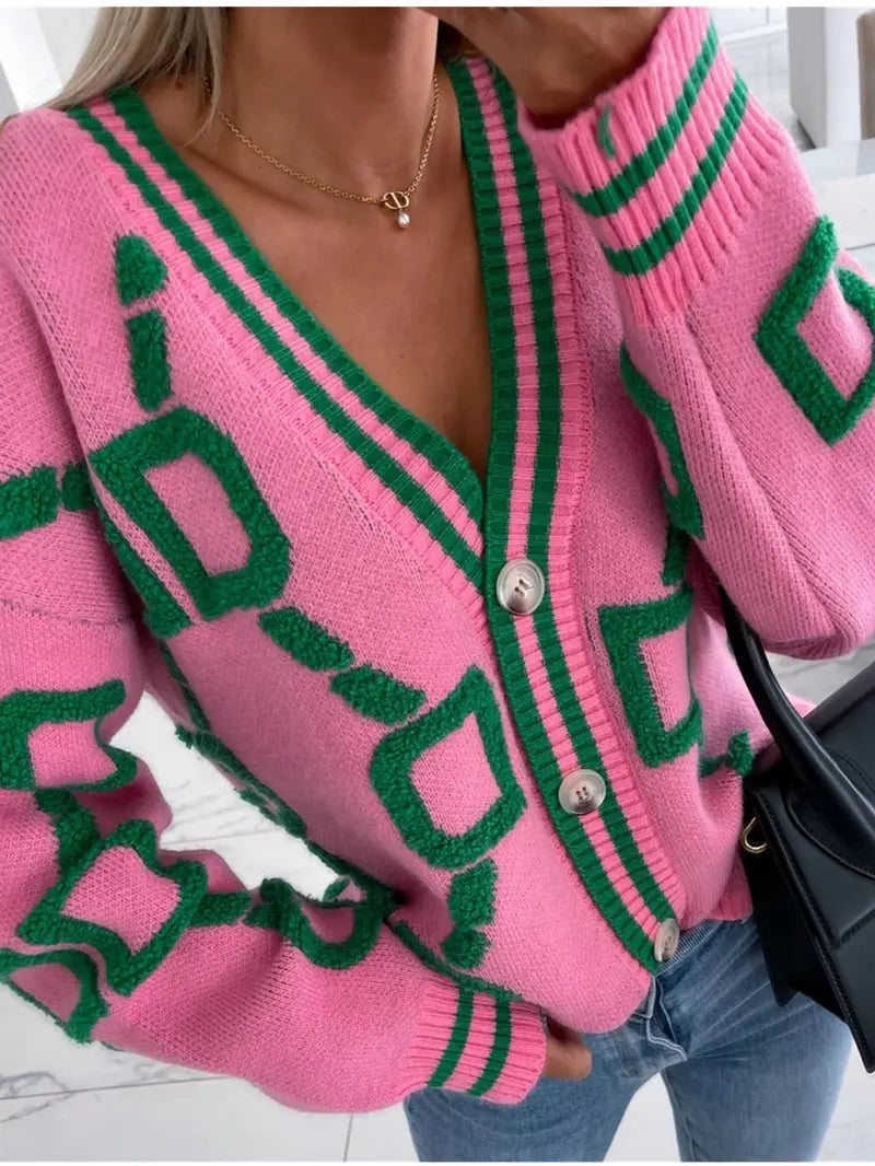 Frühjahr Cardigan Damen V-Ausschnitt Modern