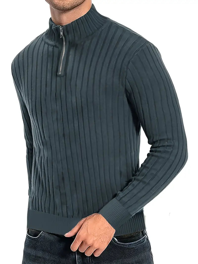 Men's Modern Quarter-Zip Roll Neck Sweater