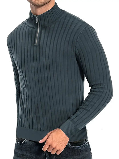 Men's Modern Quarter-Zip Roll Neck Sweater