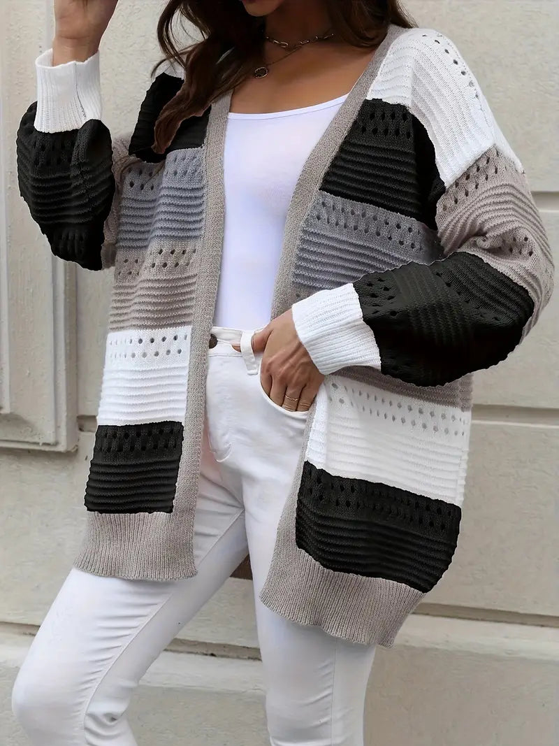 Cardigan Colorful Color Block Pattern
