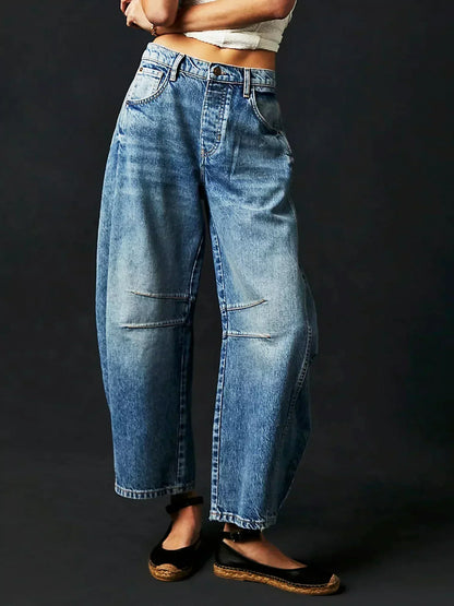 Women's Wide Leg Jeans Trendy Printed