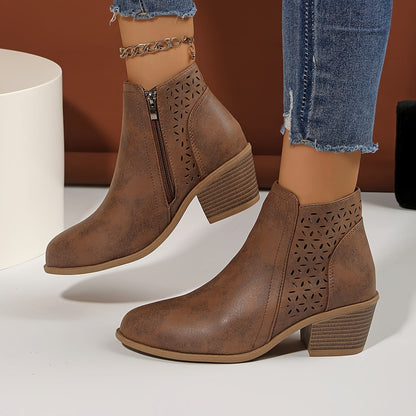 Women's Comfortable Ankle Boots with Zipper