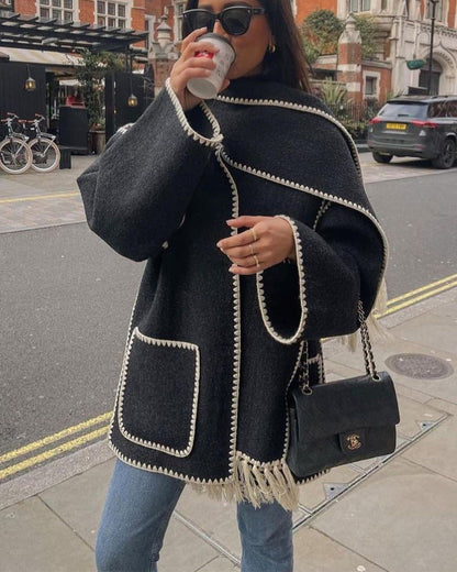 Classic Wool Coat Elegant Hepburn Style Women's Cape