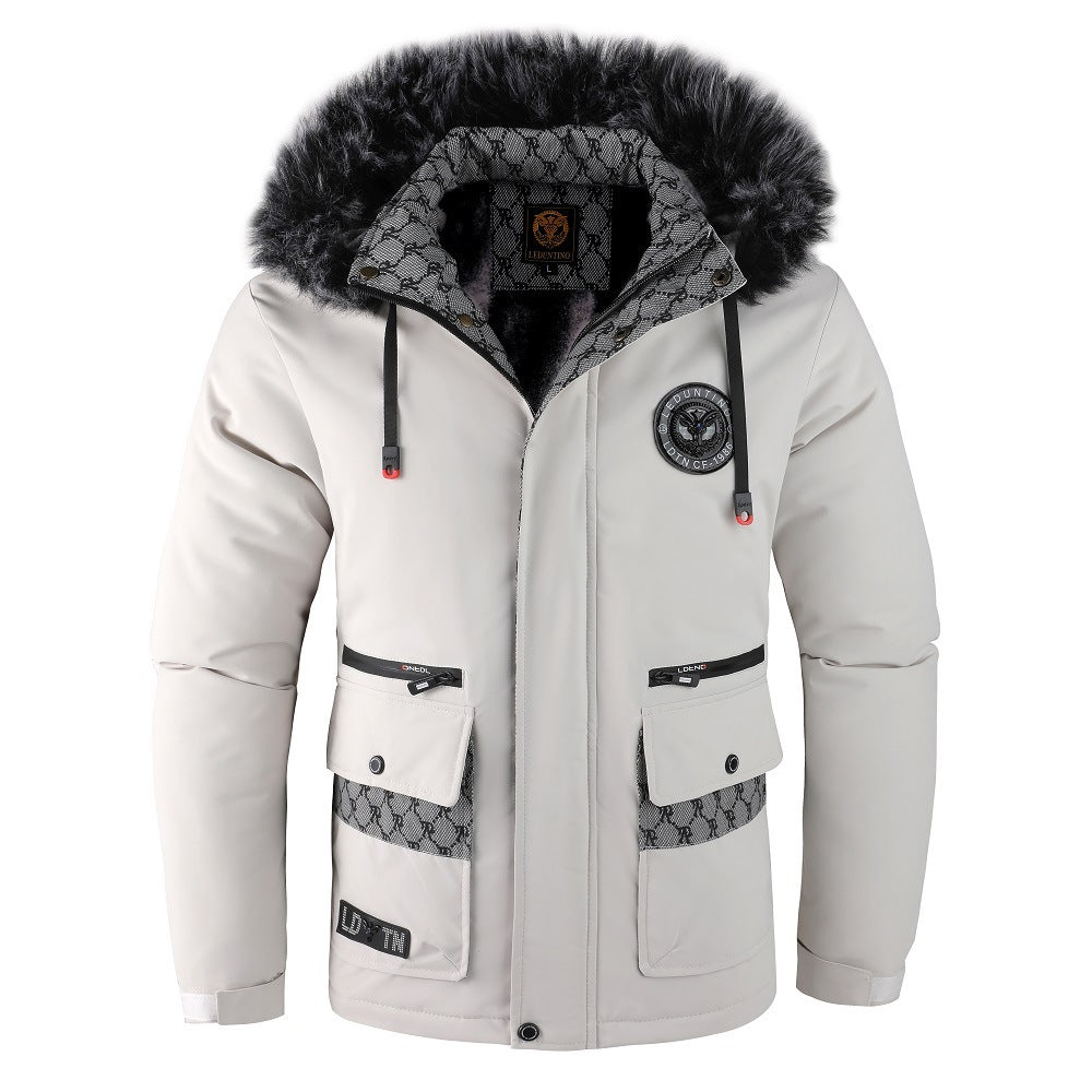 Men's Winter Jacket with Detachable Fur Hood
