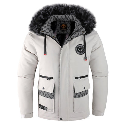 Men's Winter Jacket with Detachable Fur Hood